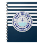 Aangepersonaliseerde kapitein Nautical Anchor Boat Notitieboek (Voorkant)
