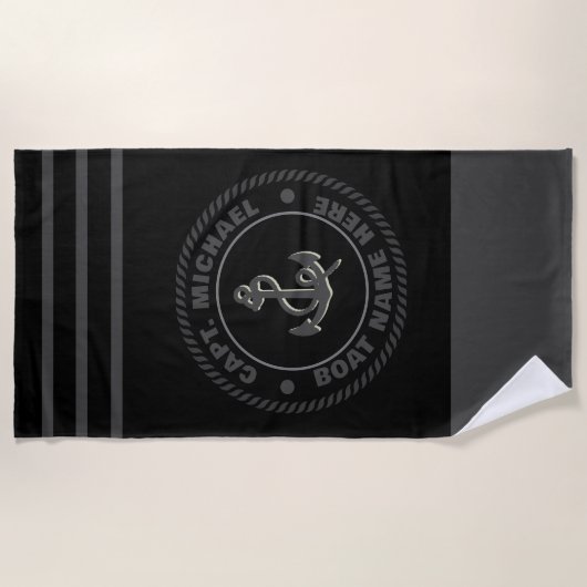 Aangepersonaliseerde kapitein Nautical Anchor Boat Strandlaken (Voorkant)