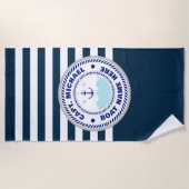 Aangepersonaliseerde kapitein Nautical Anchor Boat Strandlaken (Voorkant)