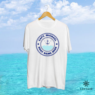 Aangepersonaliseerde kapitein Nautical Anchor Boat T-shirt