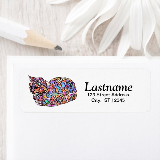 Aangepersonaliseerde Kat-retouradreslabels Etiket (Insitu)