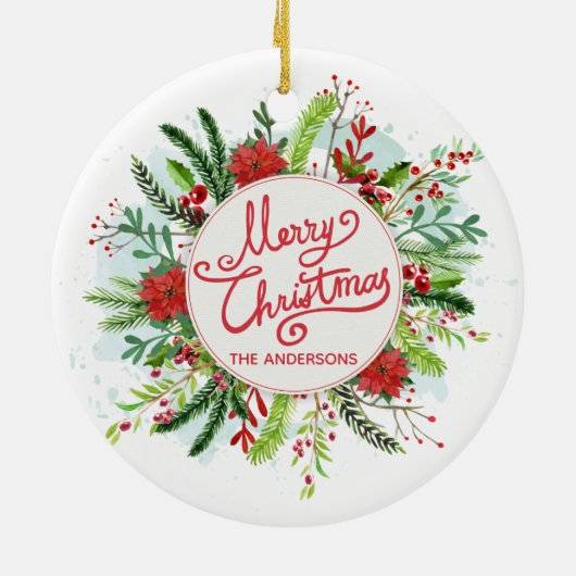 Aangepersonaliseerde kerstversiering keramisch ornament (Achterkant)