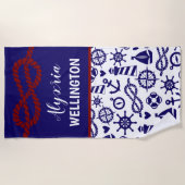 Aangepersonaliseerde keukenhanddoek voor de marine strandlaken (Voorkant)