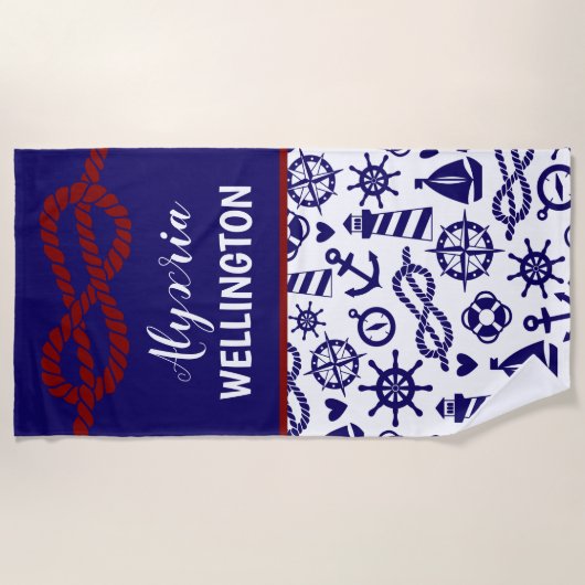 Aangepersonaliseerde keukenhanddoek voor de marine strandlaken (Voorkant)