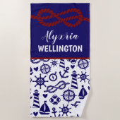 Aangepersonaliseerde keukenhanddoek voor de marine strandlaken (Voorkant)