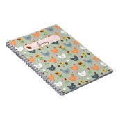 Aangepersonaliseerde kippen in de bloemen notitieboek (Rechterzijde)