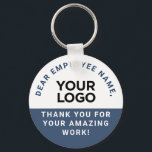 Aangepersonaliseerde Logo van de Tekst van de Naam Sleutelhanger<br><div class="desc">Eenvoudig personaliseer deze BedrijfsBulk Gepersonaliseerde sleutelhangers van de Aanmerking van de Tekst van de Naam van de Werknemer van de Logo met tekst, bedrijf of partijnaam, en bedrijfs logo, foto of om het even welk afbeelding. Een eenvoudig formeel bedrijfsontwerp in blauw en witte marinekleuren die volledig aanpasbaar zijn, sans-serif basislettertypen...</div>