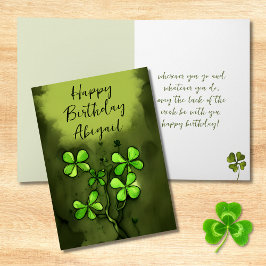 Aangepersonaliseerde Luck van de Ierse Clovers Bir Kaart