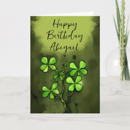 Aangepersonaliseerde Luck van de Ierse Clovers Bir Kaart (Voorkant)