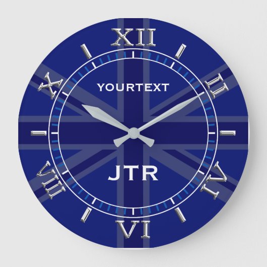 Aangepersonaliseerde marine Blu Union Jack Britse  Grote Klok (Voorkant)