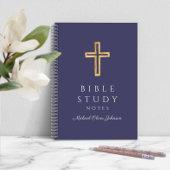 Aangepersonaliseerde marine Blue Religious Cross Notitieboek