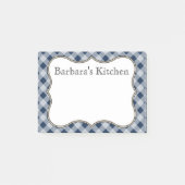 Aangepersonaliseerde marine Gingham Post It Notes (Voorkant)