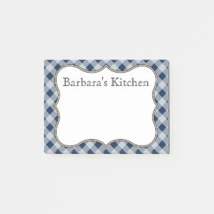 Aangepersonaliseerde marine Gingham Post It Notes