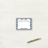 Aangepersonaliseerde marine Gingham Post It Notes (Op bureau)