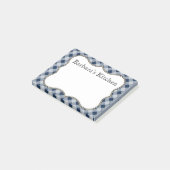 Aangepersonaliseerde marine Gingham Post It Notes (Schuin)