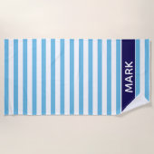 Aangepersonaliseerde marineblauw en witte Cabana S Strandlaken (Voorkant)