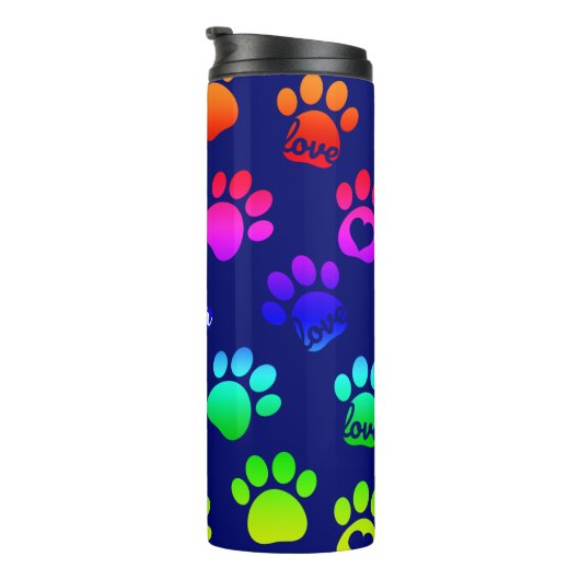 Aangepersonaliseerde marinehond Prints Love Rainbo Thermosbeker (Geroteerd rechts)