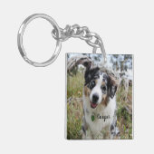 Aangepersonaliseerde Merle Australian Shepherd Pup Sleutelhanger (Voorkant Links)