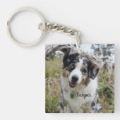 Aangepersonaliseerde Merle Australian Shepherd Pup Sleutelhanger (Voorkant)