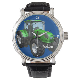 Aangepersonaliseerde Modern Green Boerderij Tracto Horloge