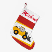 Aangepersonaliseerde Modern Yellow Loader Tractor  Kleine Kerstsok (Voorkant (Hangend))
