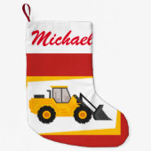 Aangepersonaliseerde Modern Yellow Loader Tractor  Kleine Kerstsok (Voorkant)