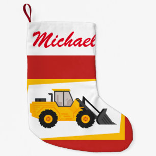 Aangepersonaliseerde Modern Yellow Loader Tractor  Kleine Kerstsok