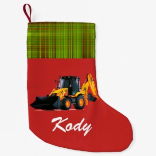 Aangepersonaliseerde Modern Yellow Loader Tractor  Kleine Kerstsok