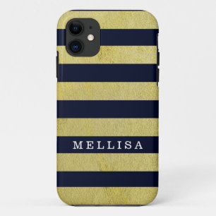 Aangepersonaliseerde moderne gouden band iPhone 11 hoesje