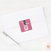 Aangepersonaliseerde Moderne Roze Nail Poolse verj Vierkante Sticker (Envelop)