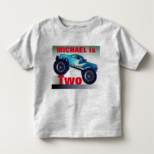 Aangepersonaliseerde Monster Truck Birthday Kinder Shirts (Voorkant)