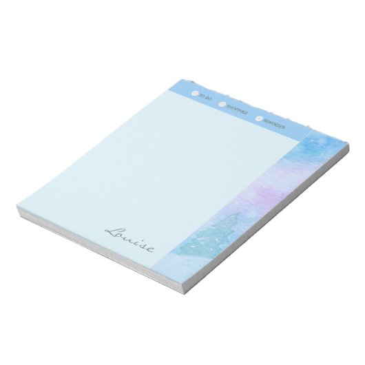 Aangepersonaliseerde mooie winterbomen notitieblok (Linkerzijde)