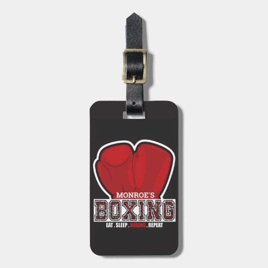 Aangepersonaliseerde naam Boxer Boxing Glove Prize Bagagelabel (Voorkant verticaal)