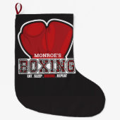Aangepersonaliseerde naam Boxer Boxing Glove Prize Grote Kerstsok (Voorkant)