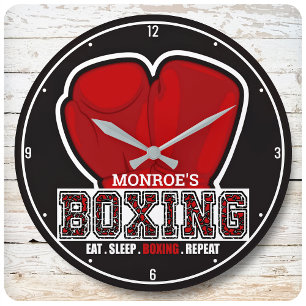 Aangepersonaliseerde naam Boxer Boxing Glove Prize Grote Klok