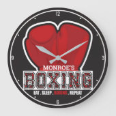 Aangepersonaliseerde naam Boxer Boxing Glove Prize Grote Klok (Voorkant)