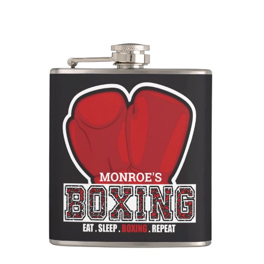 Aangepersonaliseerde naam Boxer Boxing Glove Prize Heupfles (Voorkant)
