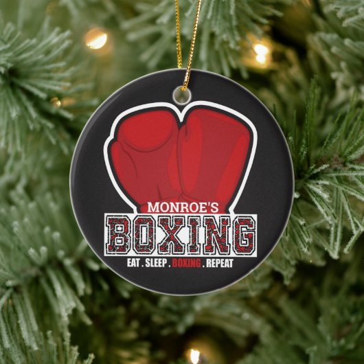 Aangepersonaliseerde naam Boxer Boxing Glove Prize Keramisch Ornament (Boom)