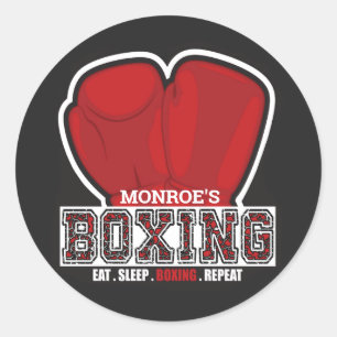 Aangepersonaliseerde naam Boxer Boxing Glove Prize Ronde Sticker