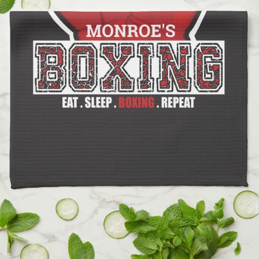 Aangepersonaliseerde naam Boxer Boxing Glove Prize Theedoek (Gevouwen)