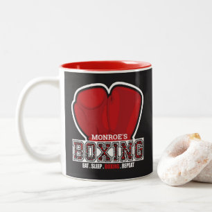 Aangepersonaliseerde naam Boxer Boxing Glove Prize Tweekleurige Koffiemok