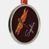 Aangepersonaliseerde naam Dragonfly art insect Metalen Ornament (Rechts)