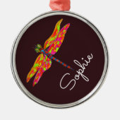 Aangepersonaliseerde naam Dragonfly art insect Metalen Ornament (Voorkant)