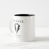 Aangepersonaliseerde naam en datum van huwelijk vo tweekleurige koffiemok (Voorkant links)