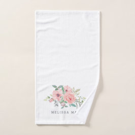 Aangepersonaliseerde naam Floral Waterverf Handdoe Handdoek
