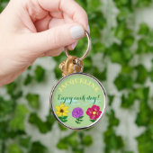 Aangepersonaliseerde naam Gele Paarse Fuchsia Flow Sleutelhanger (Hand)