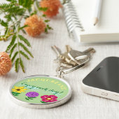 Aangepersonaliseerde naam Gele Paarse Fuchsia Flow Sleutelhanger (Zijkant)