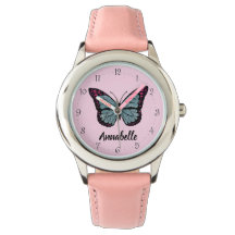 Aangepersonaliseerde naam Glitter Butterfly roze K