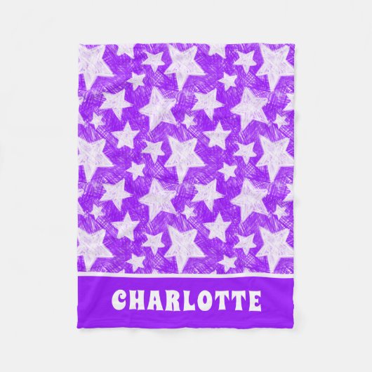 Aangepersonaliseerde naam moderne Paarse Star Patt Fleece Deken (Voorkant)