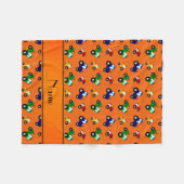 Aangepersonaliseerde naam oranje trekkers fleece deken (Voorkant (Horizontaal))